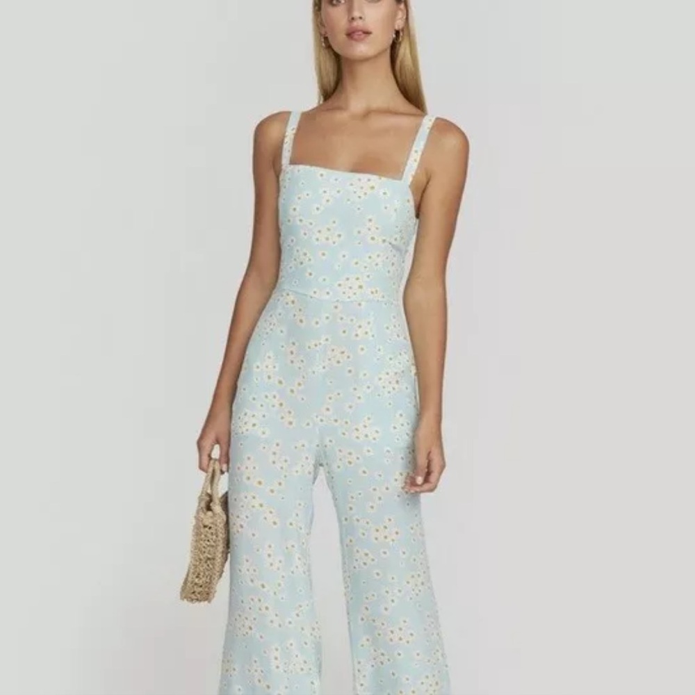 NWT Faithfull the Brand Blue Floral Frankie Jumpsuit
